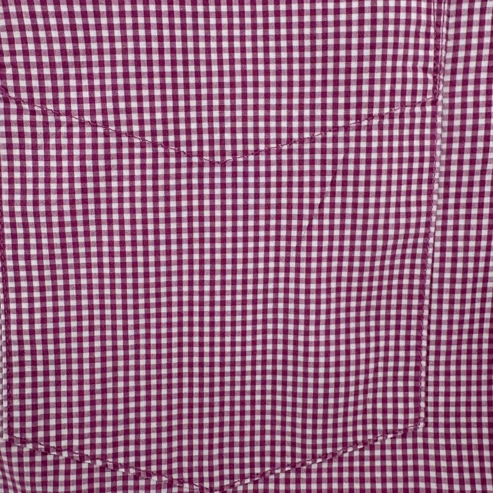 Banana Republic Mens L Burgundy Gingham Cotton Button Down Shirt 16-16.5